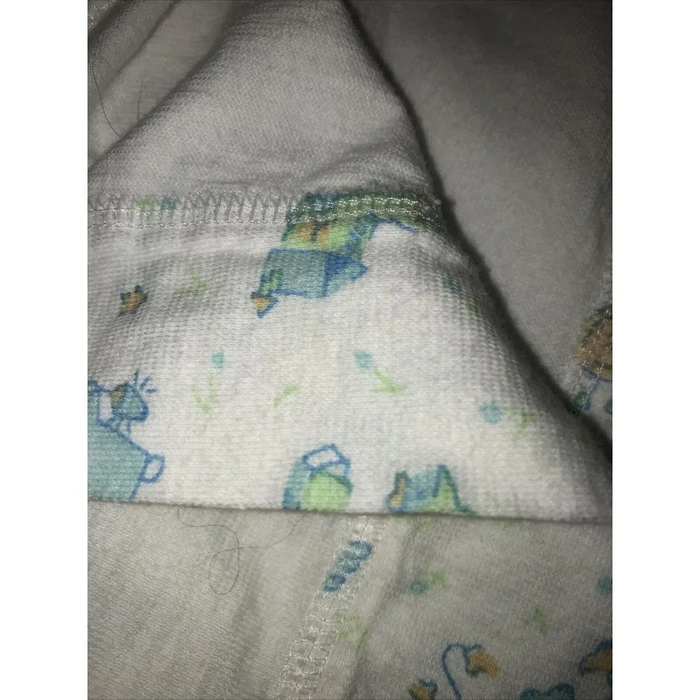 Vtg CARTERS Pastel Blue Green Nursery Rhymes Crib Top Sheet 2 Fitted Corners